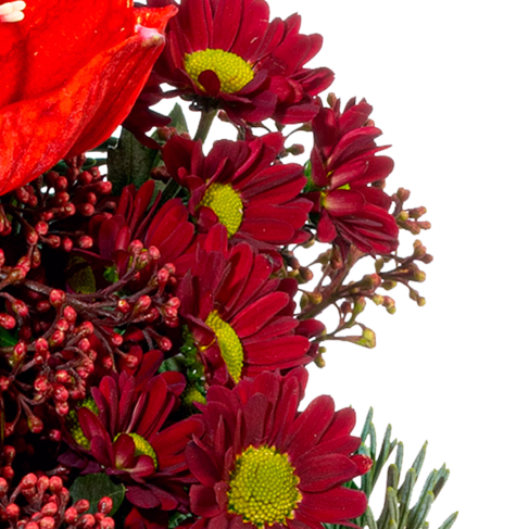 Blumenstrauß Weihnachten mit Vase & Ferrero Giotto 3er