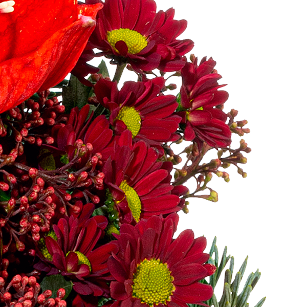 Blumenstrauß Weihnachten mit Vase & Ferrero Giotto 3er