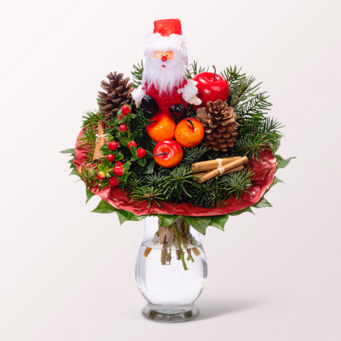 Blumenstrauß Weihnachtsmann mit Vase & Ferrero Giotto 3er