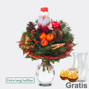 frisch gebunden Blumenstrauß Nikolaus mit Vase & 2 Ferrero Rocher