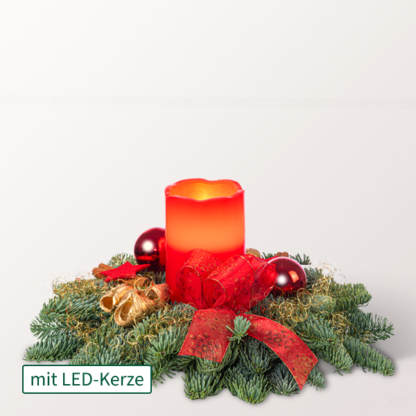 Adventsgesteck mit LED-Kerze