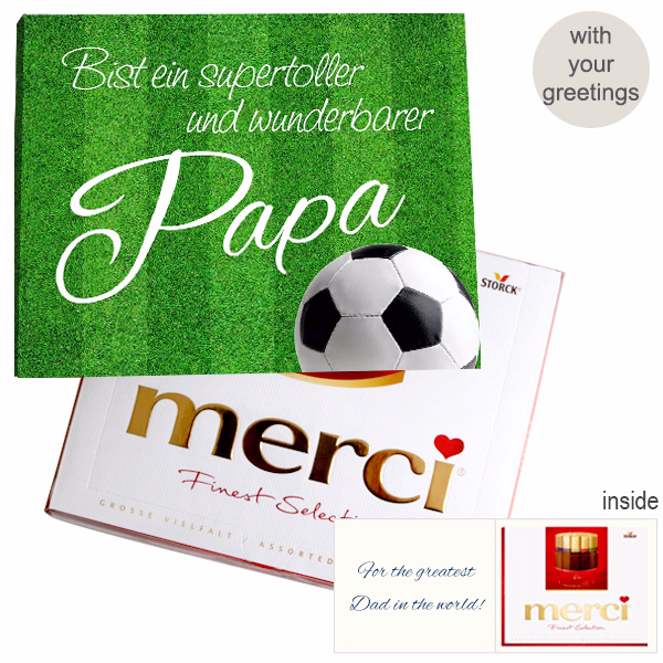 Personal greeting card with Merci: Wunderbarer Papa (250 g)