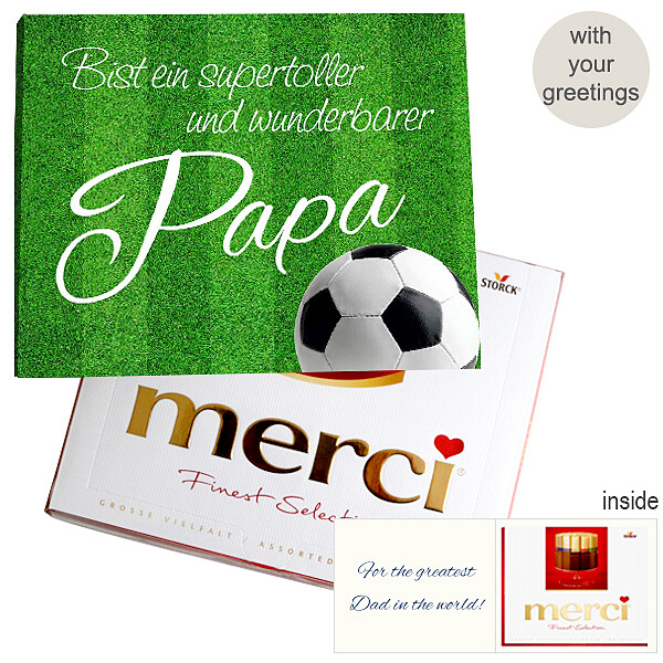 Personal greeting card with Merci: Wunderbarer Papa (250g)