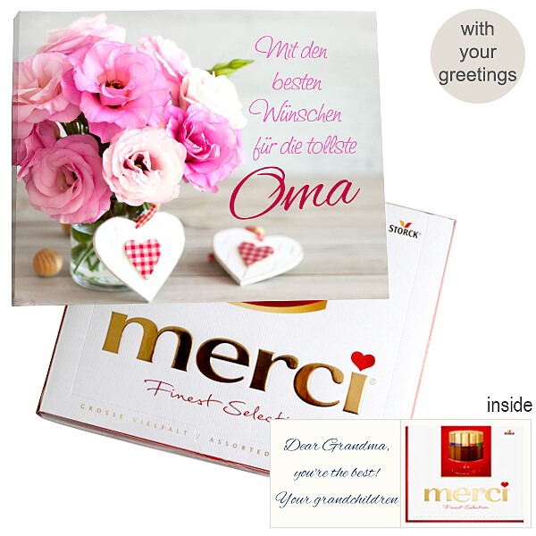Personal greeting card with Merci: Tollste Oma (250g)