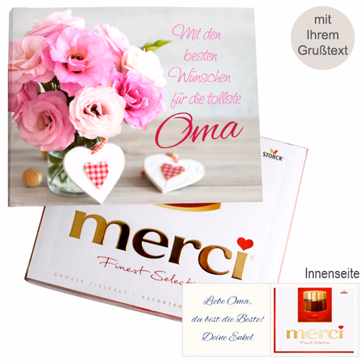 Persönliche Grußkarte mit Merci: Tollste Oma (250 g)
