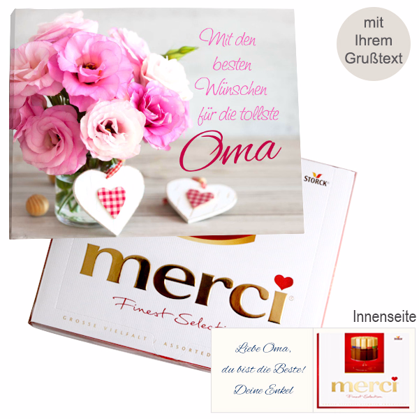 Persönliche Grußkarte mit Merci: Tollste Oma (250 g)