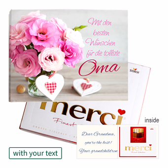 Personal greeting card with Merci: Tollste Oma (250 g)
