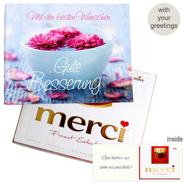 Personal greeting card with Merci: Gute Besserung