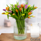 40 Tulpen im Bund mit Premiumvase