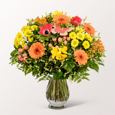 Flower Bouquet Frühlingszauber with vase & 3 Ferrero Giotto