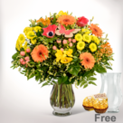 Flower Bouquet Frühlingszauber with vase & 2 Ferrero Rocher