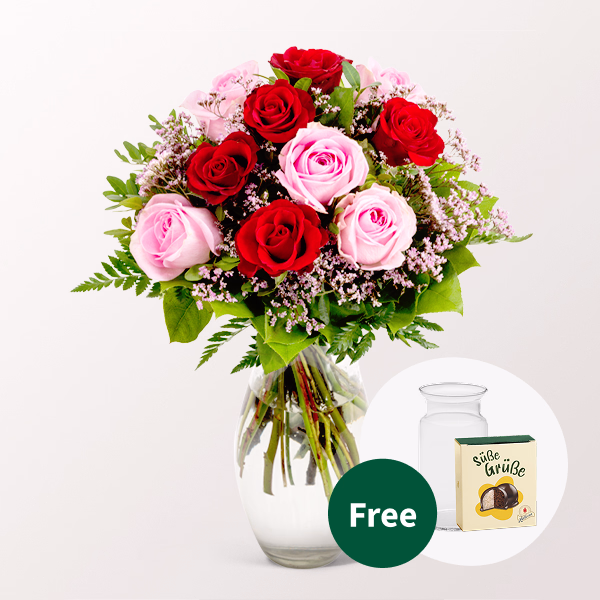 Rose Bouquet Harmony with Halloren Balls & vase