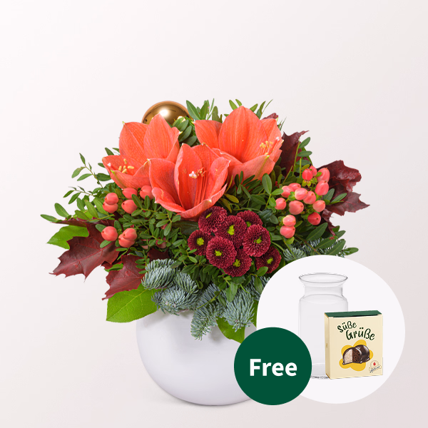 Flower Bouquet Wintermorgen with Halloren Balls & vase