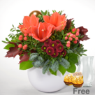 Flower Bouquet Weihnachtsmorgen with vase & 2 Ferrero Rocher