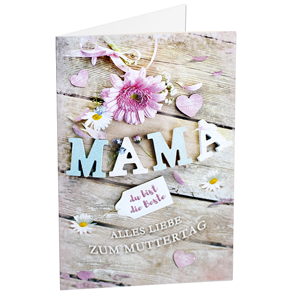 Glitter Greeting Card „Mama du bist die Beste“