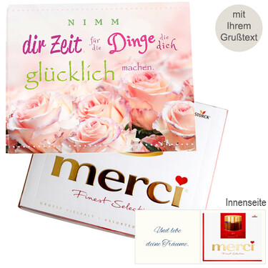 Persönliche Grußkarte mit Merci: Nimm dir Zeit... (250g)