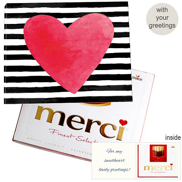Personal greeting card with Merci: Heart (250g)