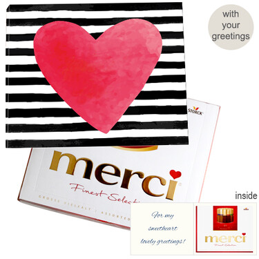 Personal greeting card with Merci: Heart (250g)