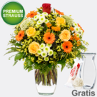 Premiumstrauß "Zum Geburtstag" mit Vase & Ferrero Raffaello