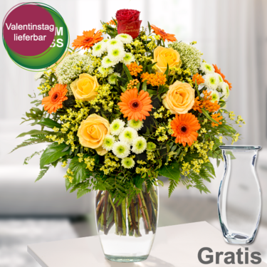 frisch gebunden Premiumstrauß "Zum Geburtstag" mit Vase
