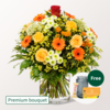 Premium Bouquet „Zum Geburtstag“ with Premium Vase & Teaballs & 3 Ferrero Giotto