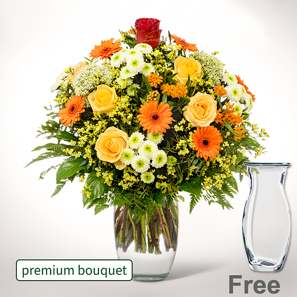 Premium Bouquet "Zum Geburtstag" with Vase & premium vase