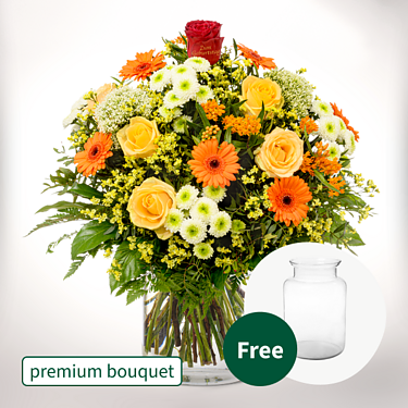 Premium Bouquet „Zum Geburtstag“ with premium vase