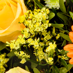 Premium Bouquet „Zum Geburtstag“ with Premium Vase & 3 Ferrero Giotto