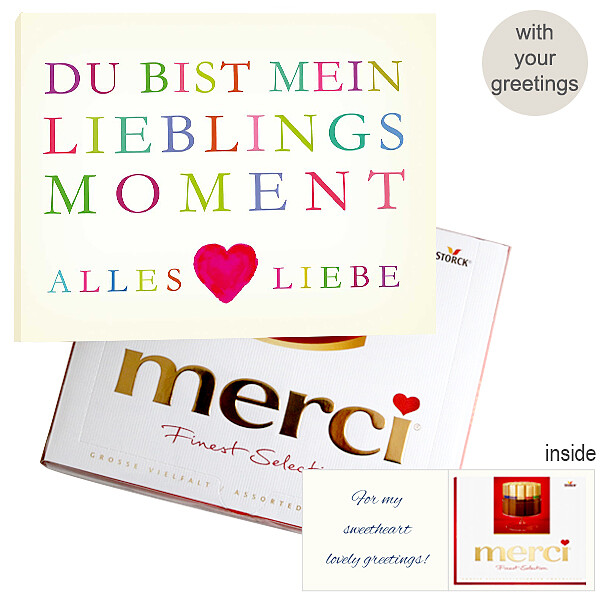 Personal greeting card with Merci: Lieblingsmoment