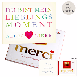 Personal greeting card with Merci: Lieblingsmoment (250 g)