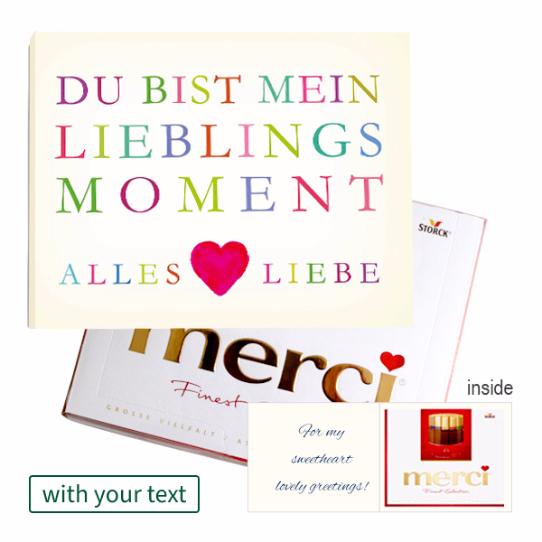Personal greeting card with Merci: Lieblingsmoment (250 g)