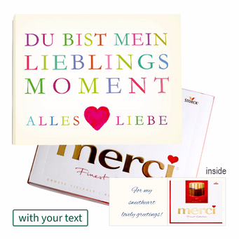 Personal greeting card with Merci: Lieblingsmoment (250 g)