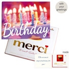 Personal greeting card with Merci: Happy Birthday (250g)