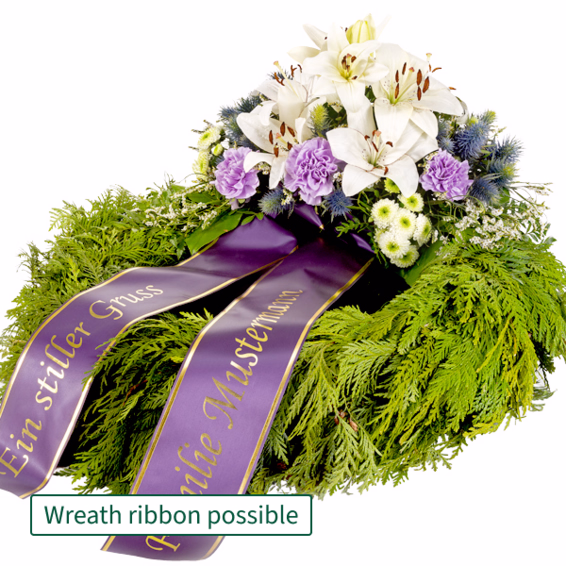 Sympathy Wreath in white and lilac