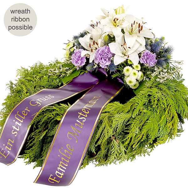Sympathy Wreath in white and lilac