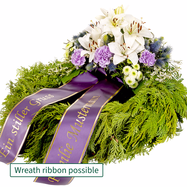 Sympathy Wreath in white and lilac
