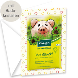Motivkarte "Viel Glück" mit Badekristallen Motivkarte "Viel Glück" mit Badekristallen