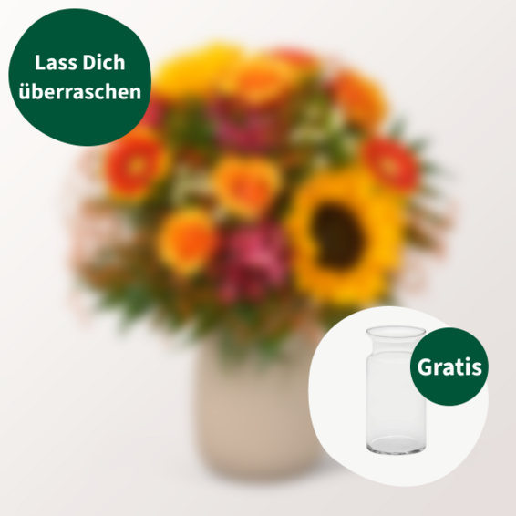 Überraschungs-Strauß mit Vase & Teaballs & Ferrero Giotto 3er