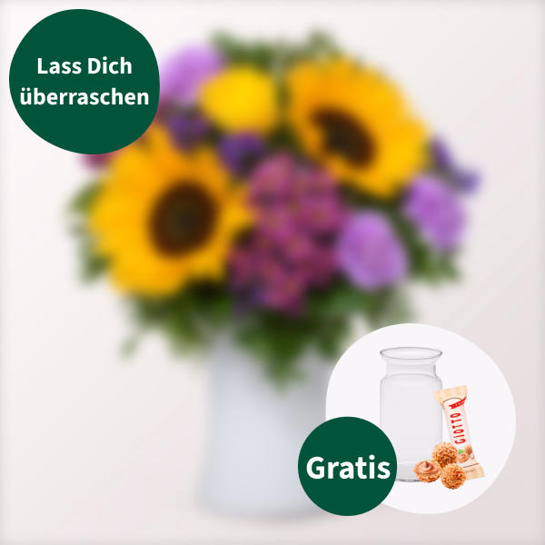 Überraschungs-Strauß mit Vase & Ferrero Giotto