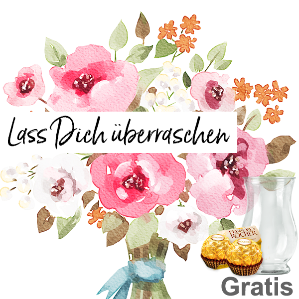 Überraschungs-Strauß mit Vase & 2 Ferrero Rocher
