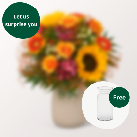 Surprise Flower Bouquet with vase & Teaballs