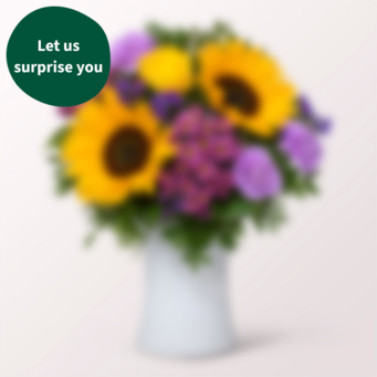 Surprise Flower Bouquet with SunLolly Raspberry & vase