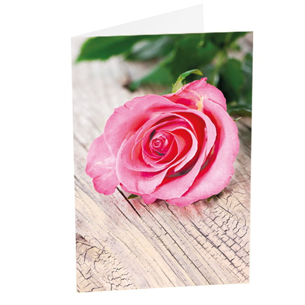 Motivkarte Rose auf Holz
