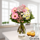 Blumenstrauß Frühlingstraum mit Vase & 2 Ferrero Rocher