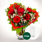 Rose Bouquet „Zum Geburtstag“ with vase