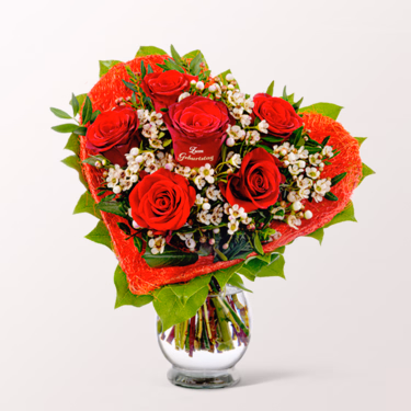 Rose Bouquet „Zum Geburtstag“ with vase & 3 Ferrero Giotto