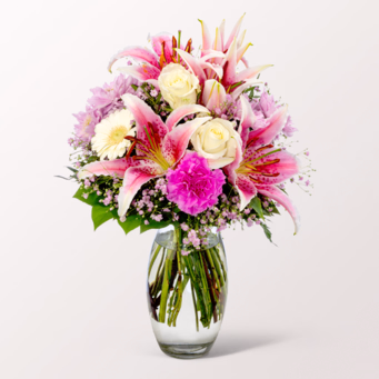 Blumenstrauß Glücksmoment mit Vase & Ferrero Giotto