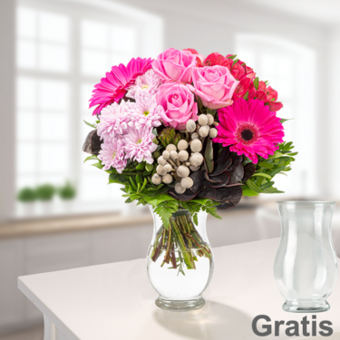 frisch gebunden Blumenstrauß Ambiente mit Vase