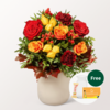 Flower Bouquet Blütengold with vase & Teaballs & 3 Ferrero Giotto