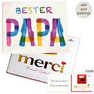 Personal greeting card with Merci: Bester Papa (250g)